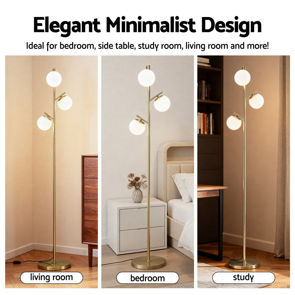 3-Light Tree Floor Lamp 165cm - Gold - Homecoze