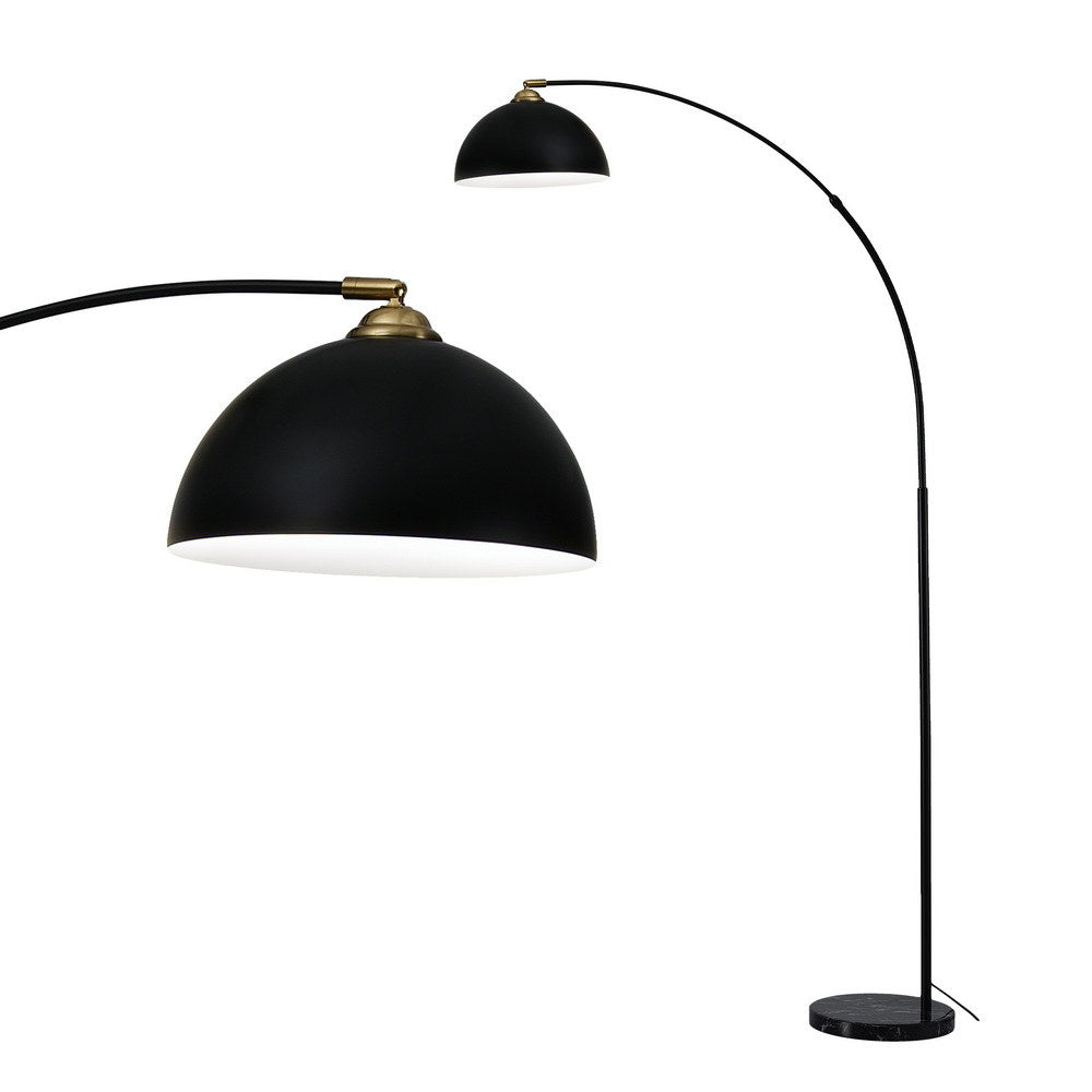 Arched Marble Base Floor Lamp 167cm - Black - Homecoze