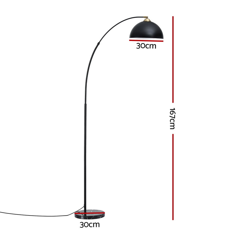 Arched Marble Base Floor Lamp 167cm - Black - Homecoze