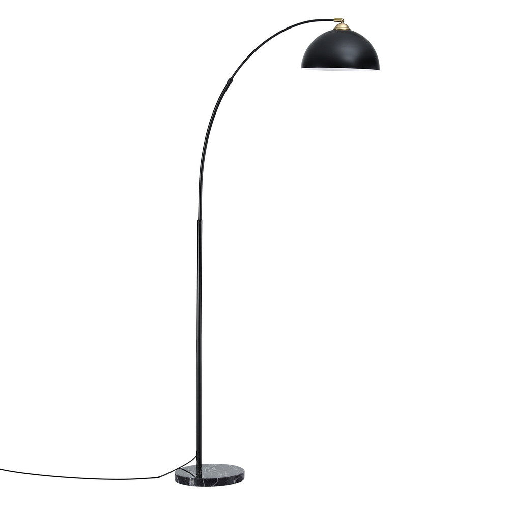 Arched Marble Base Floor Lamp 167cm - Black - Homecoze
