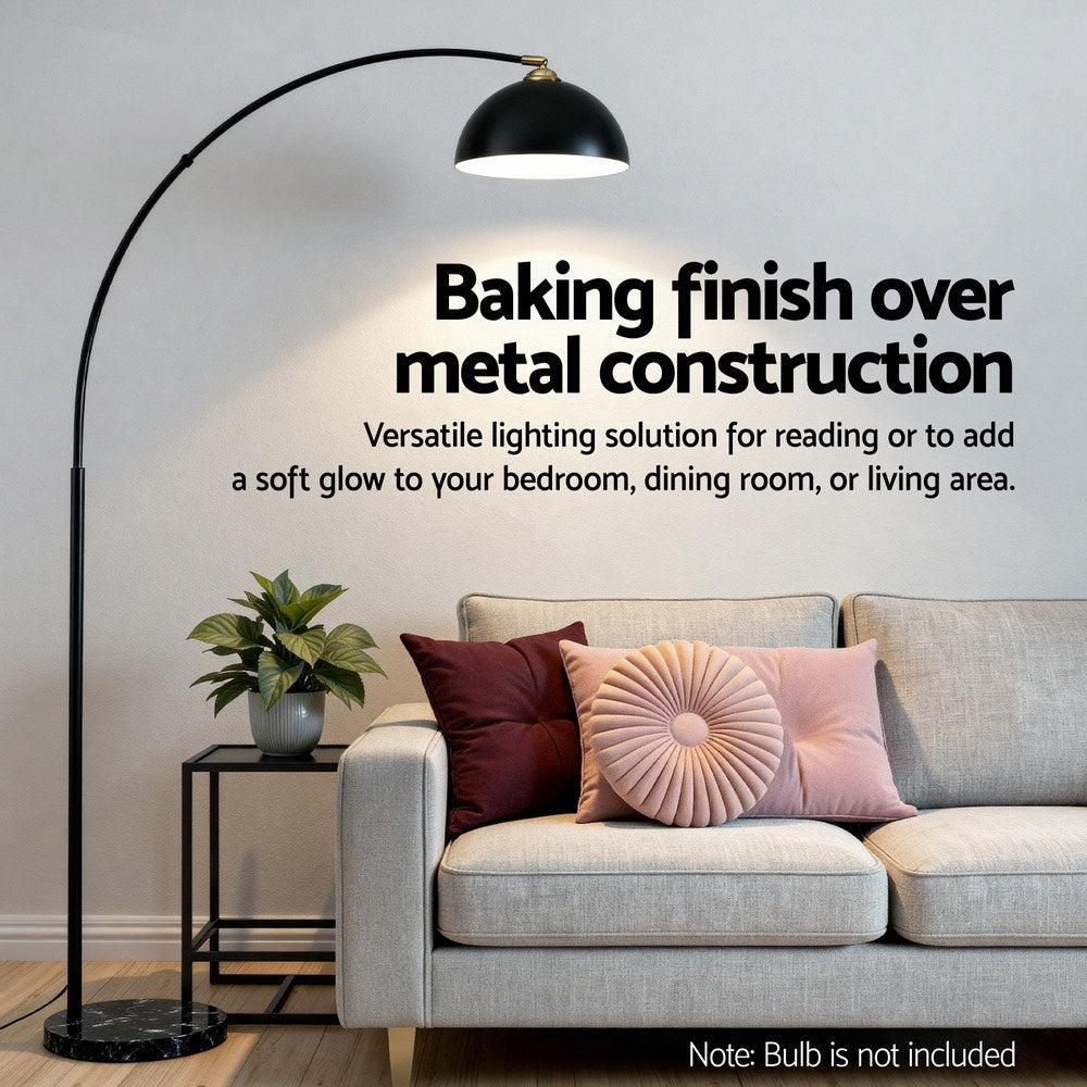 Arched Marble Base Floor Lamp 167cm - Black - Homecoze