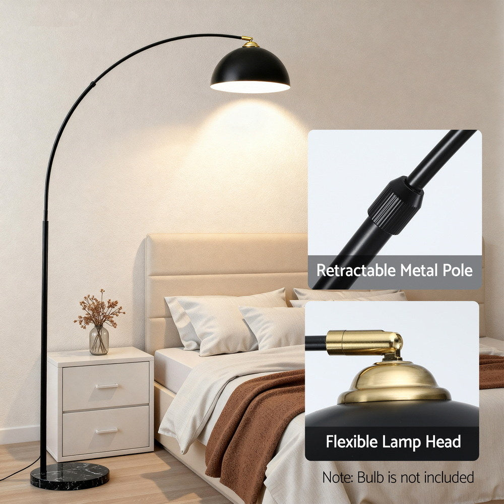 Arched Marble Base Floor Lamp 167cm - Black - Homecoze