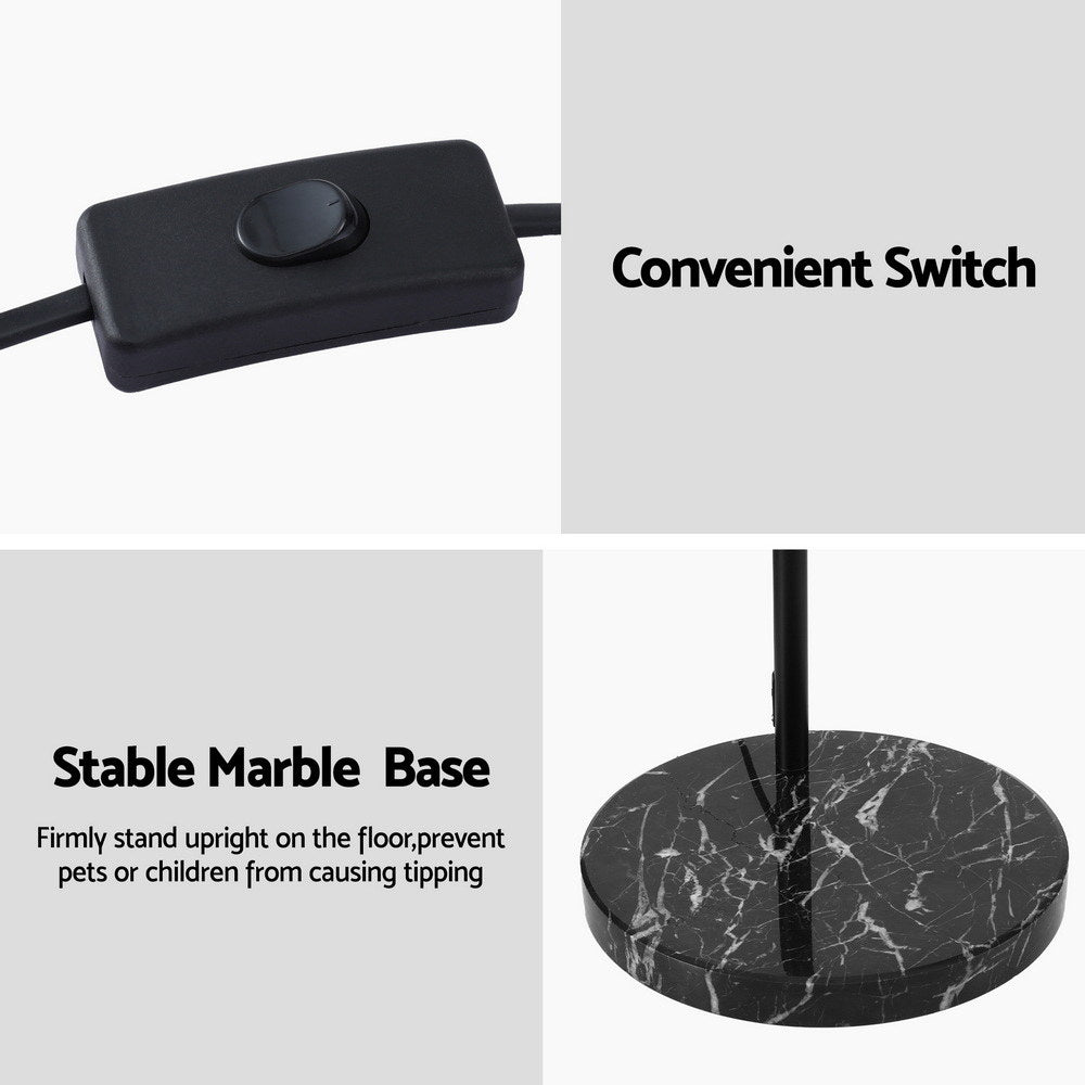 Arched Marble Base Floor Lamp 167cm - Black - Homecoze