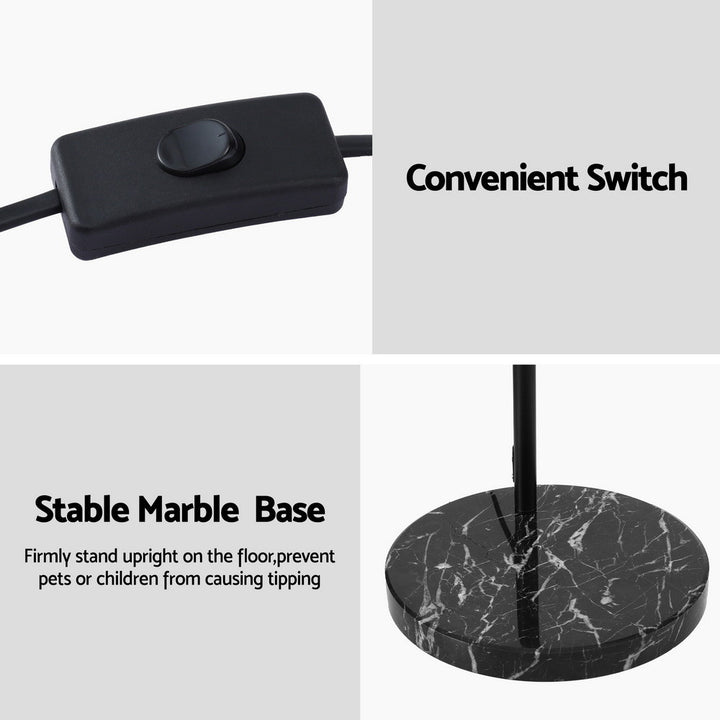 Arched Marble Base Floor Lamp 167cm - Black - Homecoze