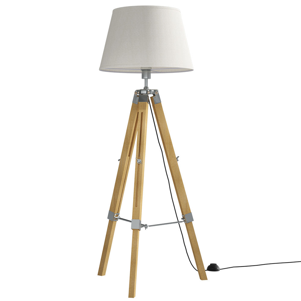 Modern Tripod Style Floor Lamp LED Room Light - Bamboo