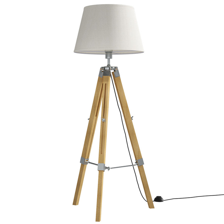 Modern Tripod Style Floor Lamp LED Room Light - Bamboo