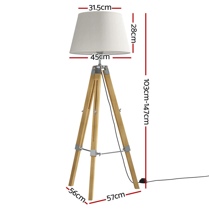 Modern Tripod Style Floor Lamp LED Room Light - Bamboo