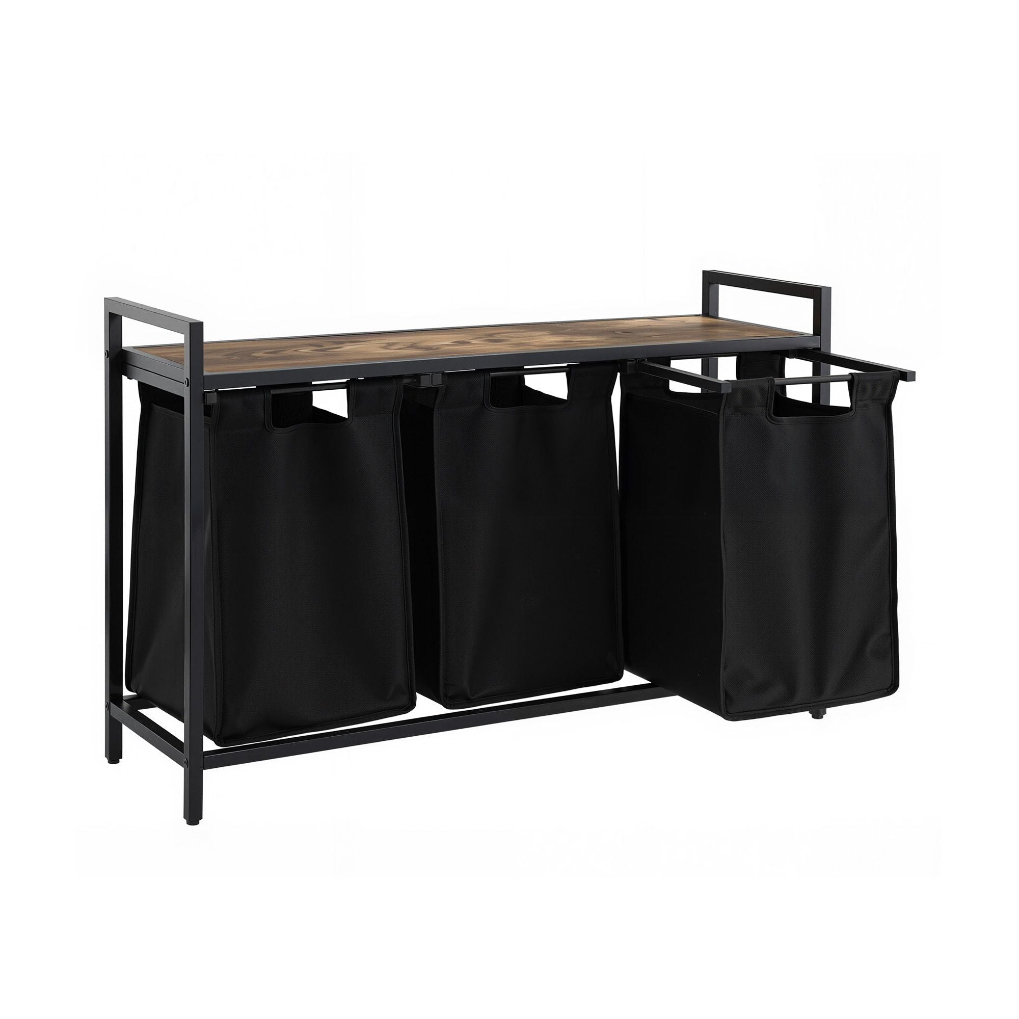 Artiss Laundry Basket with 3 Pull-out Bags Metal Frame Black - Homecoze