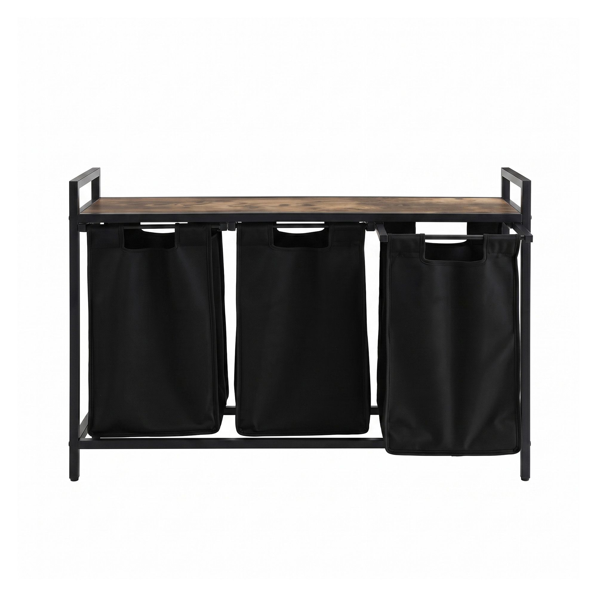 Artiss Laundry Basket with 3 Pull-out Bags Metal Frame Black - Homecoze