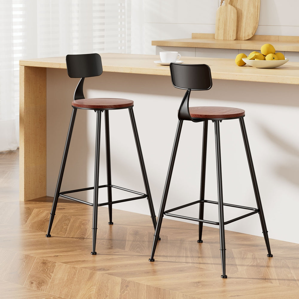Alex (Set of 2) Industrial Bar Stools 74cm - Black - Homecoze
