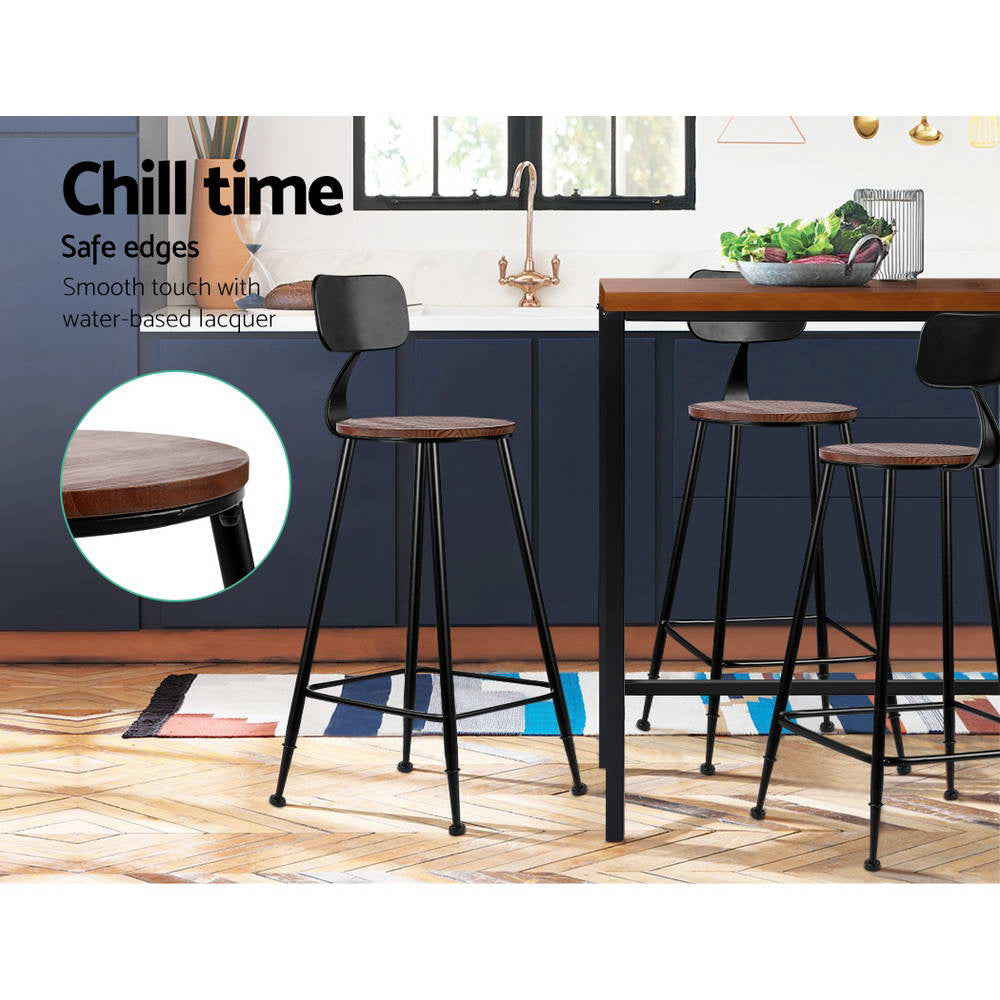 Alex (Set of 2) Industrial Bar Stools 74cm - Black - Homecoze