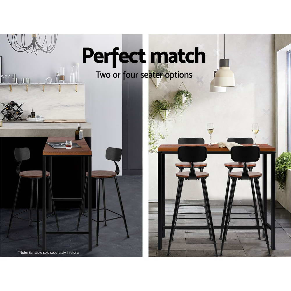 Alex (Set of 2) Industrial Bar Stools 74cm - Black - Homecoze