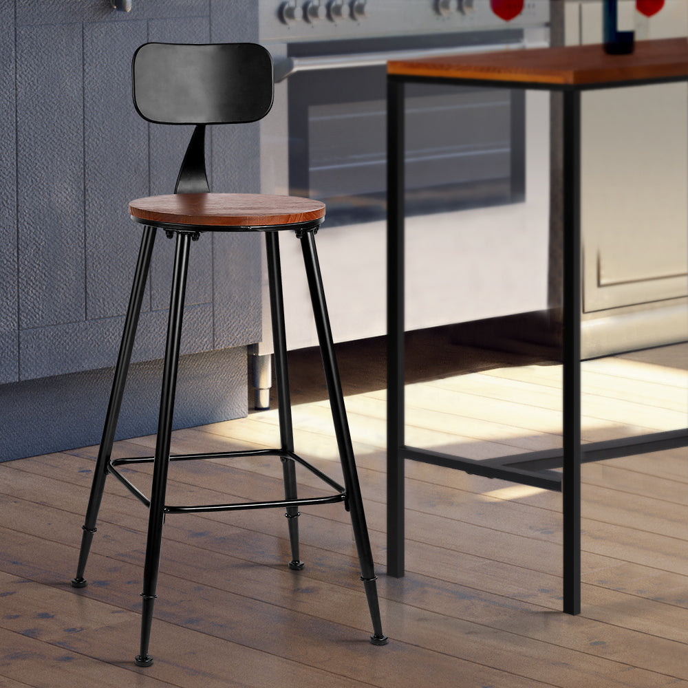 Alex (Set of 4) Industrial Bar Stools 74cm - Black - Homecoze