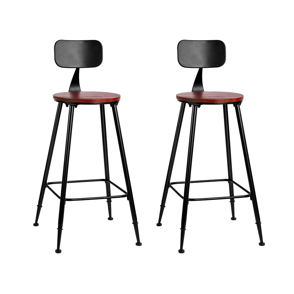 Alex (Set of 2) Industrial Bar Stools 74cm - Black - Homecoze