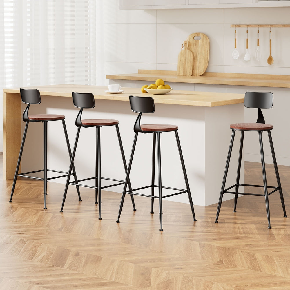 Alex (Set of 4) Industrial Bar Stools 74cm - Black - Homecoze
