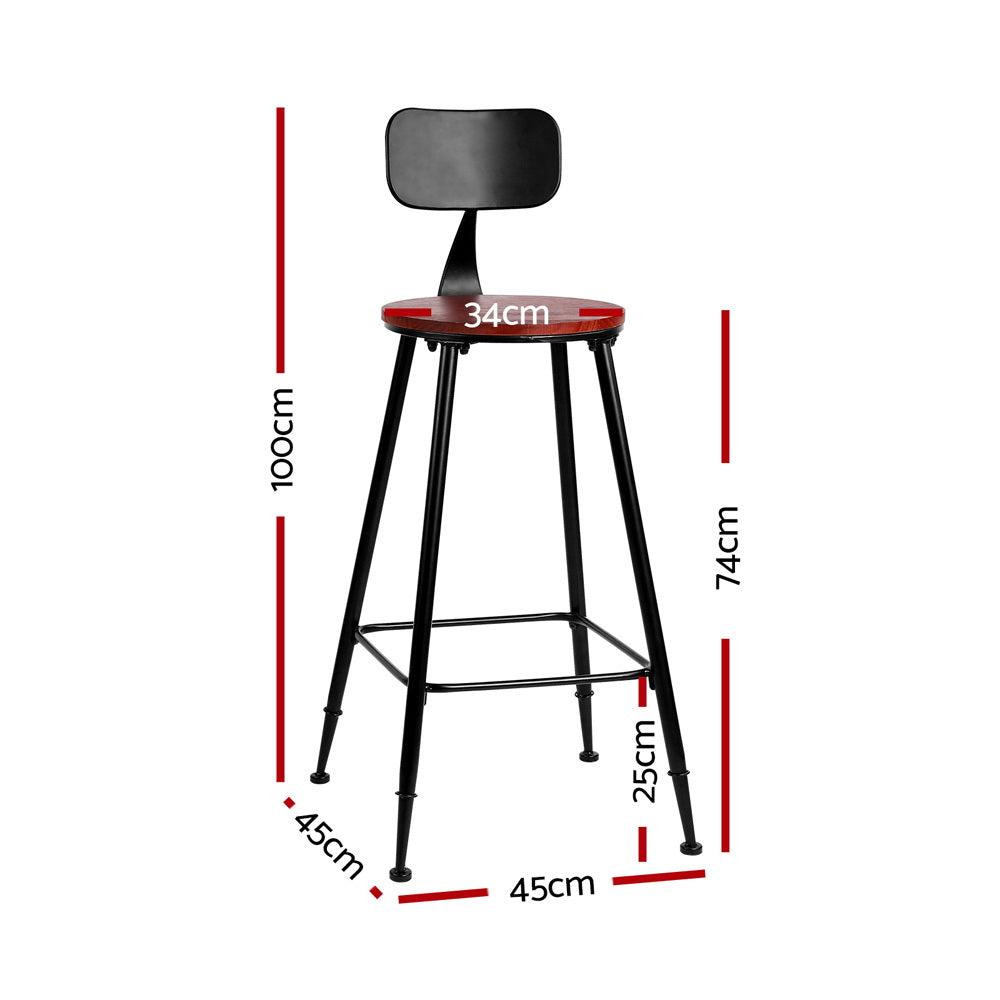 Alex (Set of 4) Industrial Bar Stools 74cm - Black - Homecoze