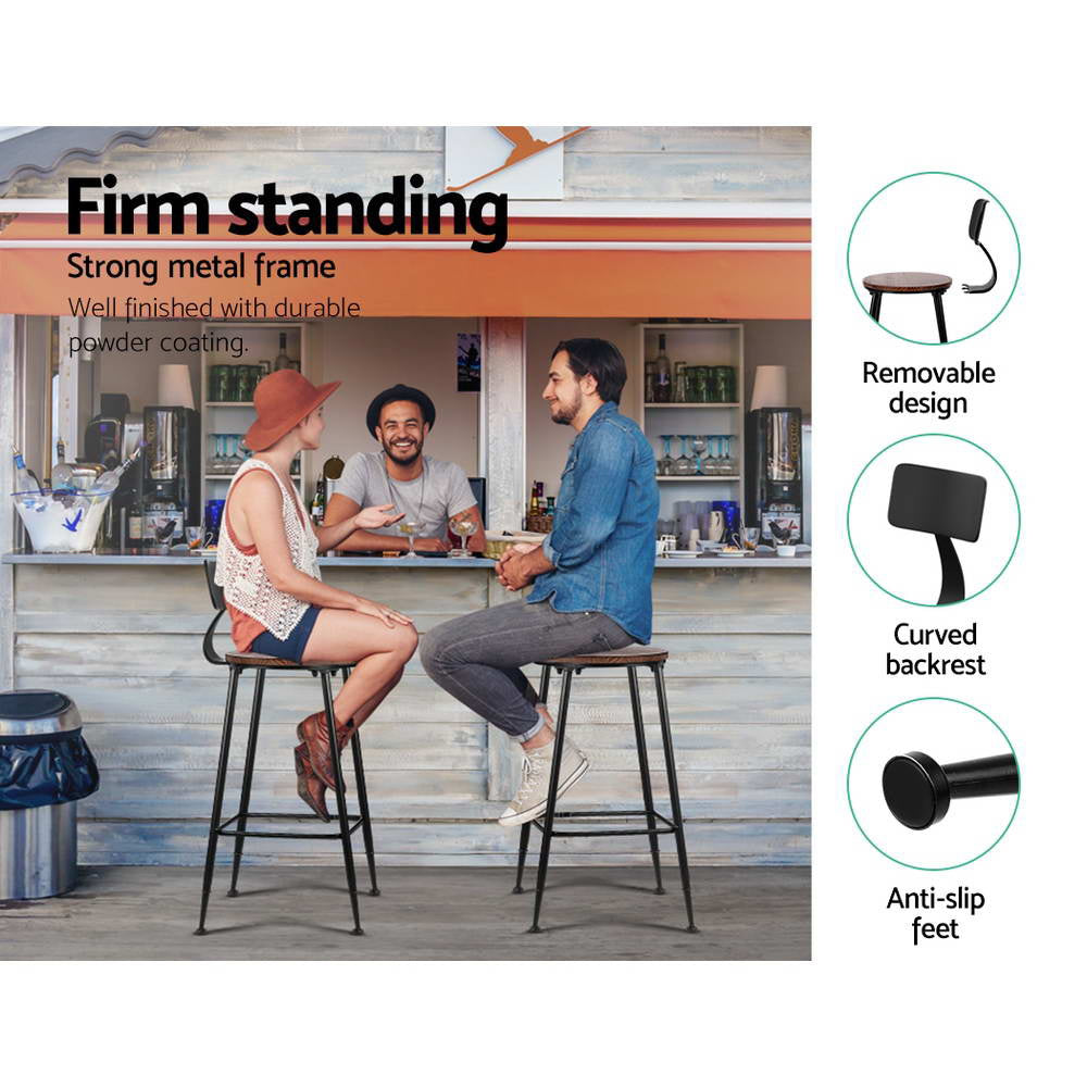 Alex (Set of 4) Industrial Bar Stools 74cm - Black - Homecoze