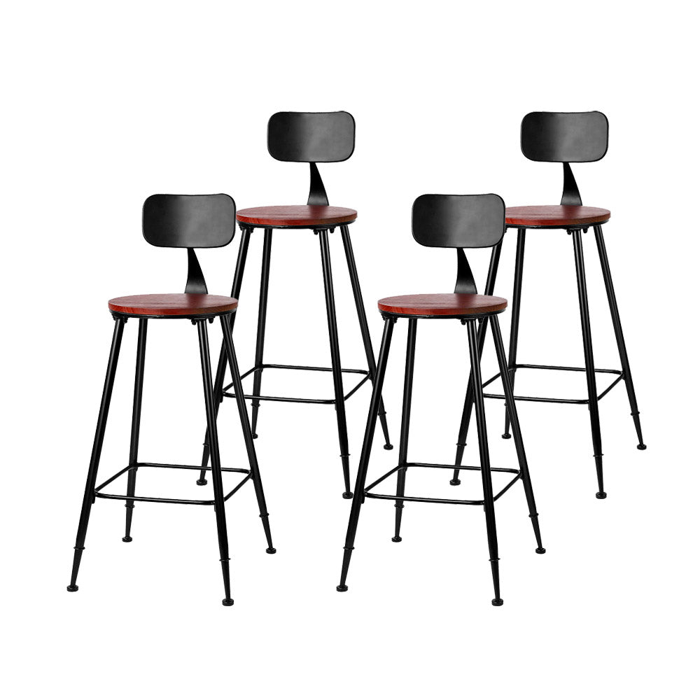 Alex (Set of 4) Industrial Bar Stools 74cm - Black - Homecoze
