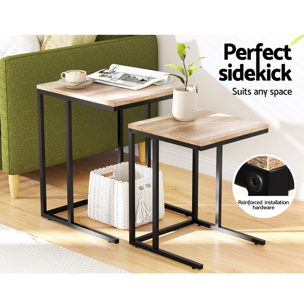 Darren (Set of 2) Nesting Side Tables – Walnut - Homecoze