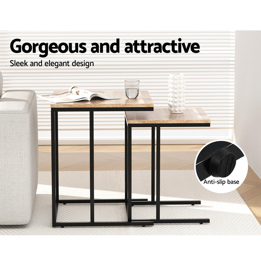 Darren (Set of 2) Nesting Side Tables – Walnut - Homecoze