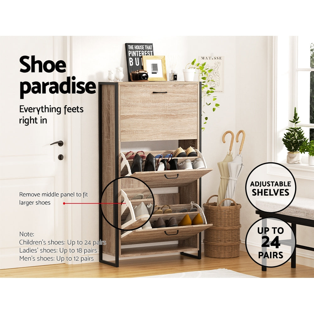 Contemporary Shoe Cabinet Storage Rack Organizer Metal Frame - Homecoze