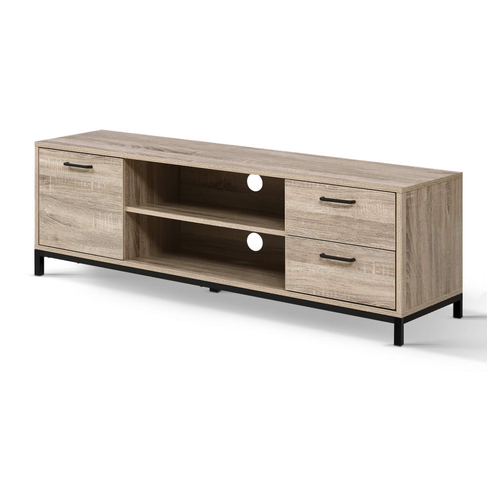 Light Oak Industrial Style Entertainment Unit 132cm - Homecoze