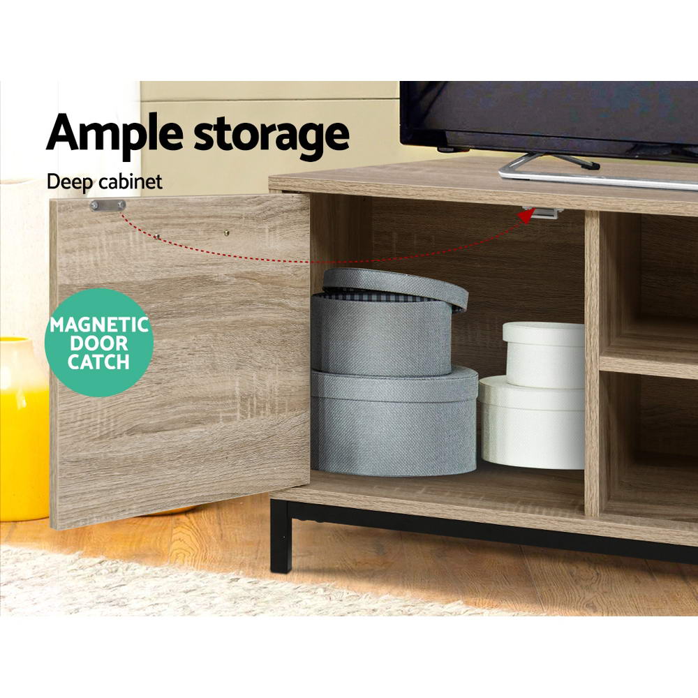 Light Oak Industrial Style Entertainment Unit 132cm - Homecoze