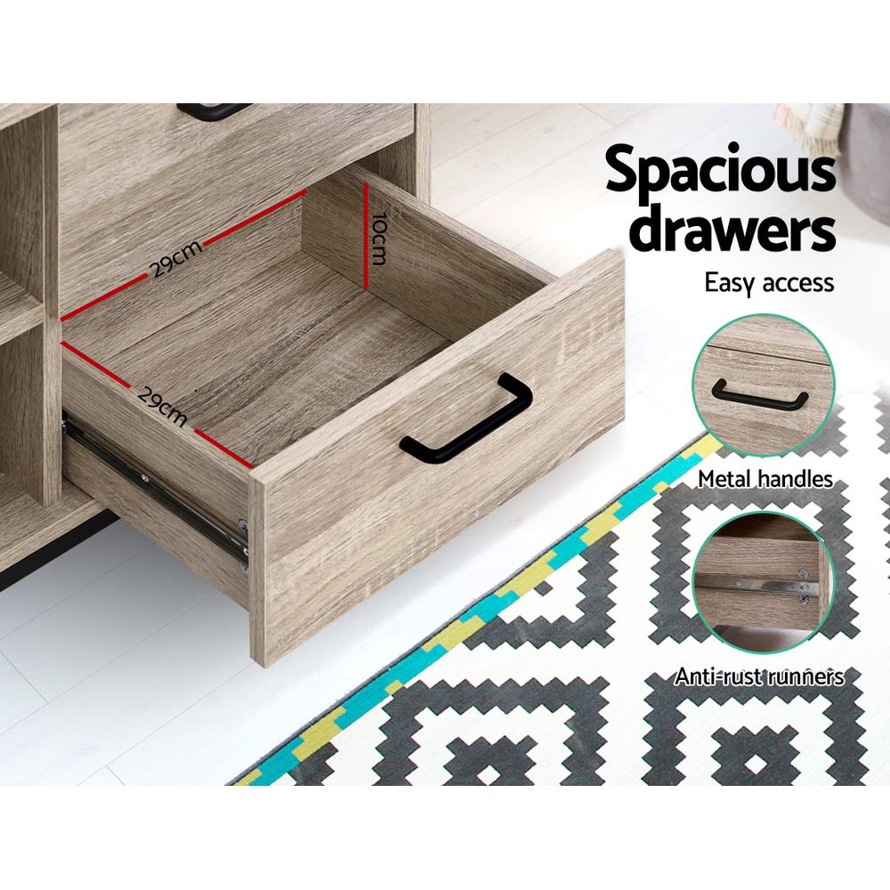 Light Oak Industrial Style Entertainment Unit 132cm - Homecoze
