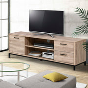 Light Oak Industrial Style Entertainment Unit 132cm - Homecoze