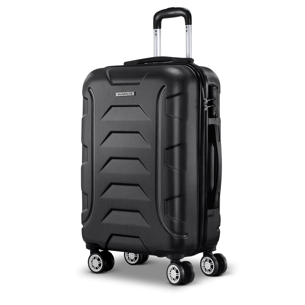 Wanderlite 20" 55cm Luggage Trolley Travel Suitcase Set TSA Hard Case Lightweight Strap - Homecoze