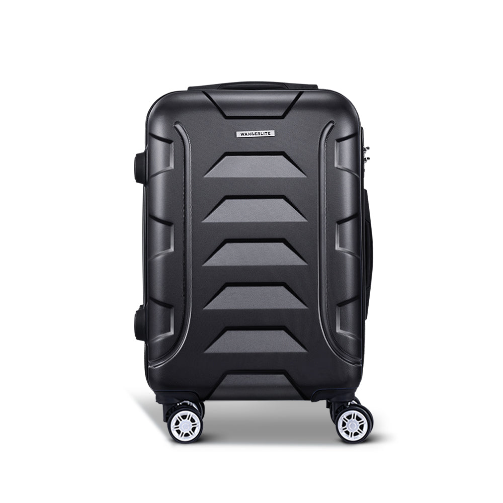 Wanderlite 20" 55cm Luggage Trolley Travel Suitcase Set TSA Hard Case Lightweight Strap - Homecoze