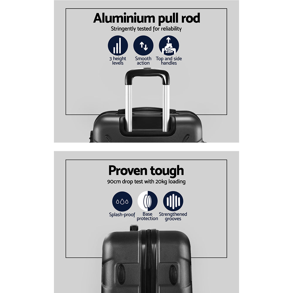 Wanderlite 20" 55cm Luggage Trolley Travel Suitcase Set TSA Hard Case Lightweight Strap - Homecoze