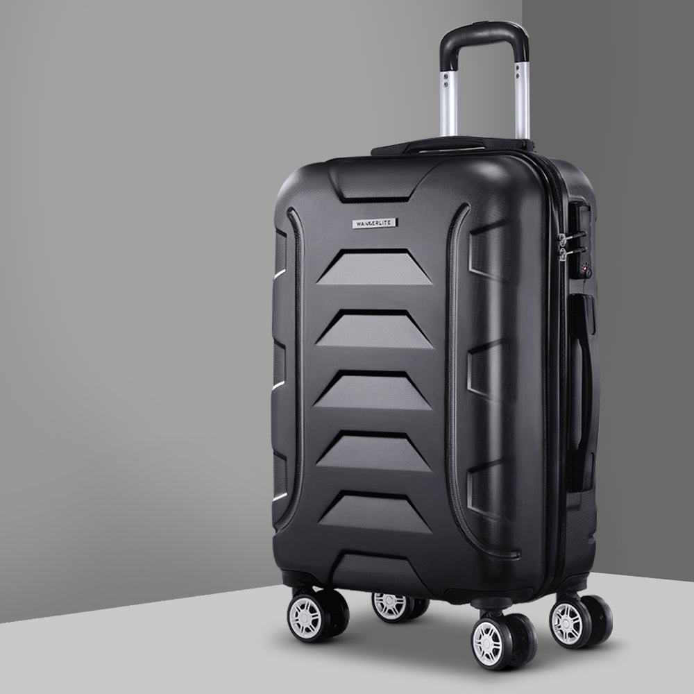 Wanderlite 20" 55cm Luggage Trolley Travel Suitcase Set TSA Hard Case Lightweight Strap - Homecoze