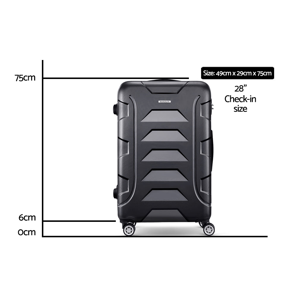 Wanderlite 28" 75cm Luggage Trolley Travel Suitcase Set TSA Hard Case Lightweight Strap - Homecoze