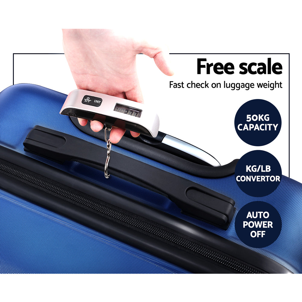 Wanderlite 2pc Luggage Trolley Travel Suitcase Set TSA Hard Case Lightweight Blue - Homecoze