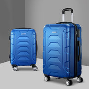 Wanderlite 2pc Luggage Trolley Travel Suitcase Set TSA Hard Case Lightweight Blue - Homecoze