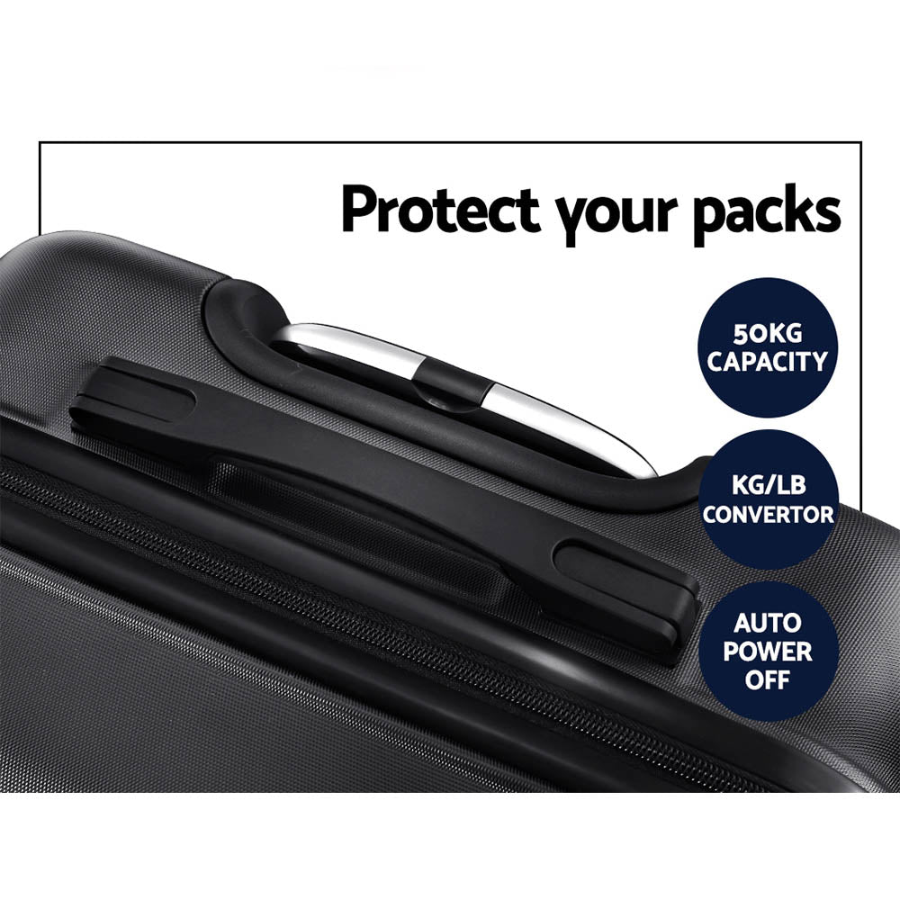 Wanderlite 3pc Luggage Travel Suitcase Set - Black - Homecoze