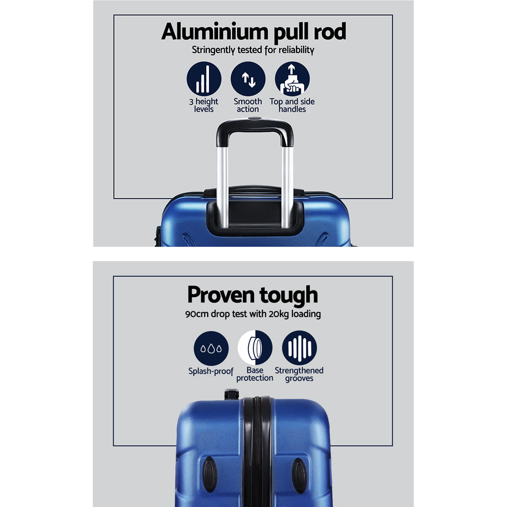 Wanderlite 3pc Luggage Travel Suitcase Set - Blue - Homecoze