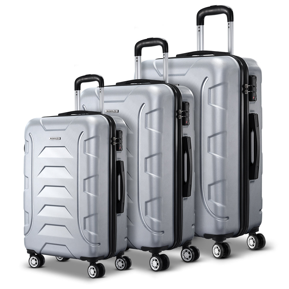 Wanderlite 3pc Luggage Travel Suitcase Set - Silver