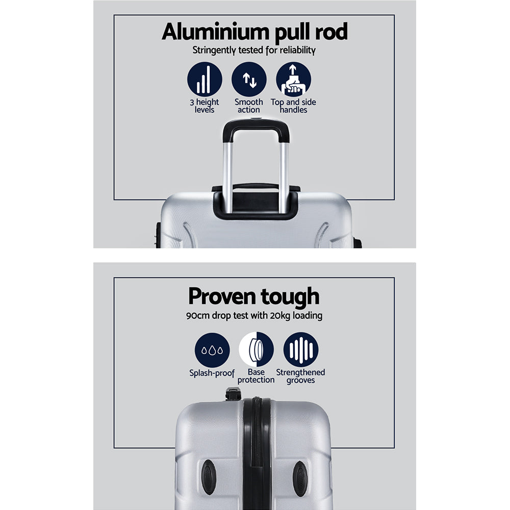 Wanderlite 3pc Luggage Travel Suitcase Set - Silver - Homecoze