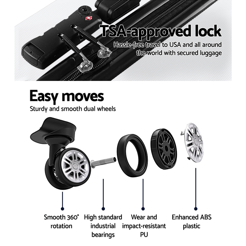 Wanderlite 3pc Luggage Travel Suitcase Set - Silver - Homecoze