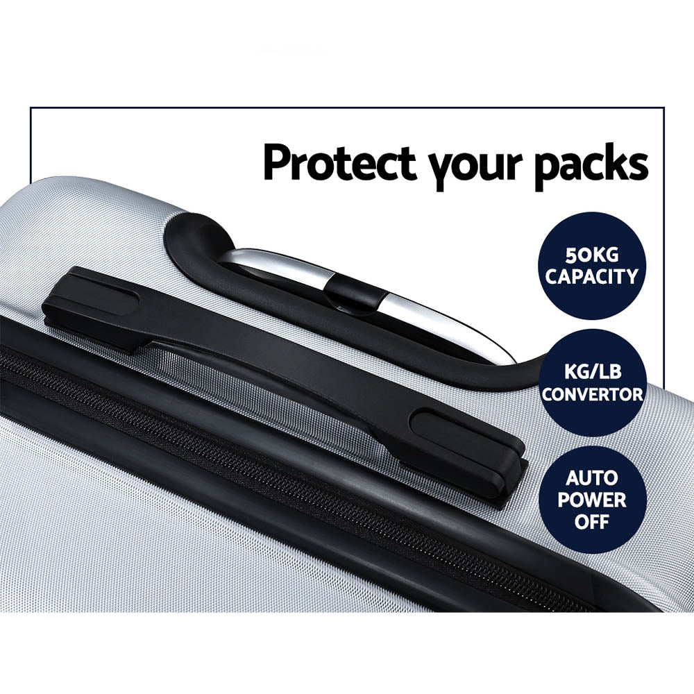 Wanderlite 3pc Luggage Travel Suitcase Set - Silver - Homecoze