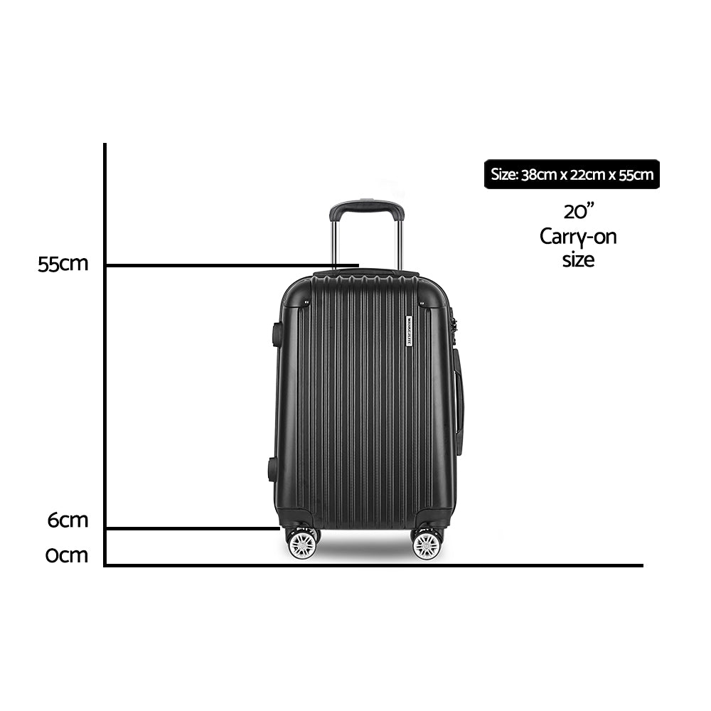 Wanderlite 20" 55cm Luggage Travel Suitcase - Black