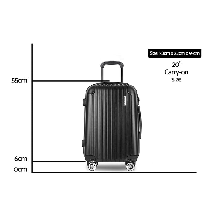 Wanderlite 20" 55cm Luggage Travel Suitcase - Black