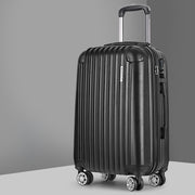Wanderlite 24" 66cm Luggage Trolley Travel Set Suitcase Carry On Hard Case TSA Lock Lightweight Black - Homecoze