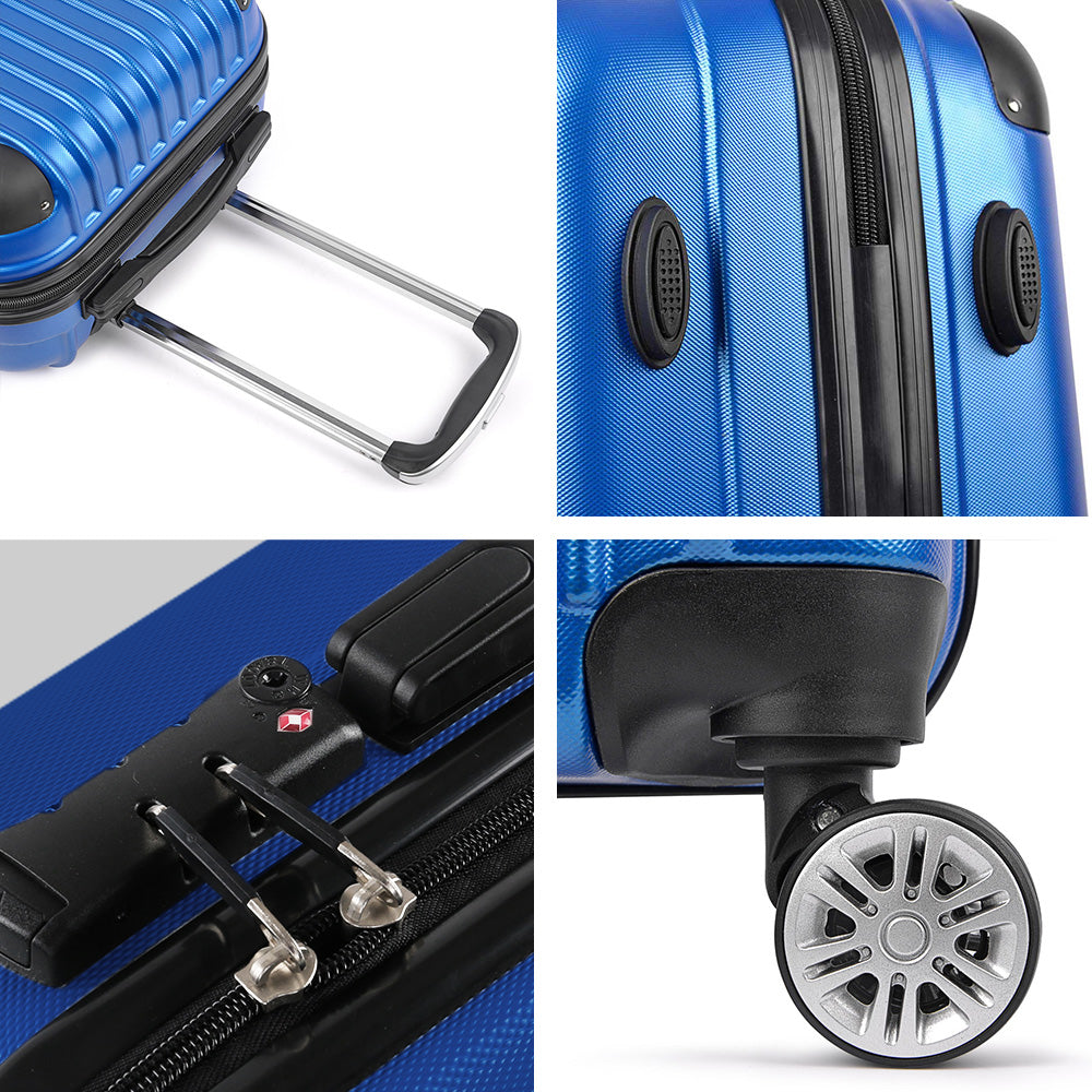 Wanderlite 28" 75cm Luggage Trolley Travel Suitcase Set Carry On Hard Case TSA Lock Lightweight Blue - Homecoze