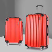 Wanderlite 2pc Luggage Trolley Travel Set Suitcase Carry On TSA Hard Case Lightweight Red - Homecoze