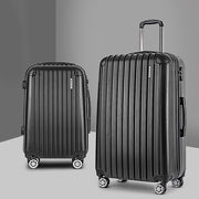 Wanderlite 2pcs Luggage Trolley Set Travel Suitcase Carry On Hard Case Lightweight Black - Homecoze