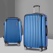 Wanderlite 2pcs Luggage Trolley Set Travel Suitcase Carry On Hard Case Lightweight Blue - Homecoze