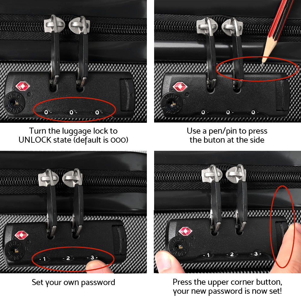 Wanderlite 2pc Luggage Trolley Set Suitcase Travel TSA Carry On Hard Case Lightweight Black - Homecoze